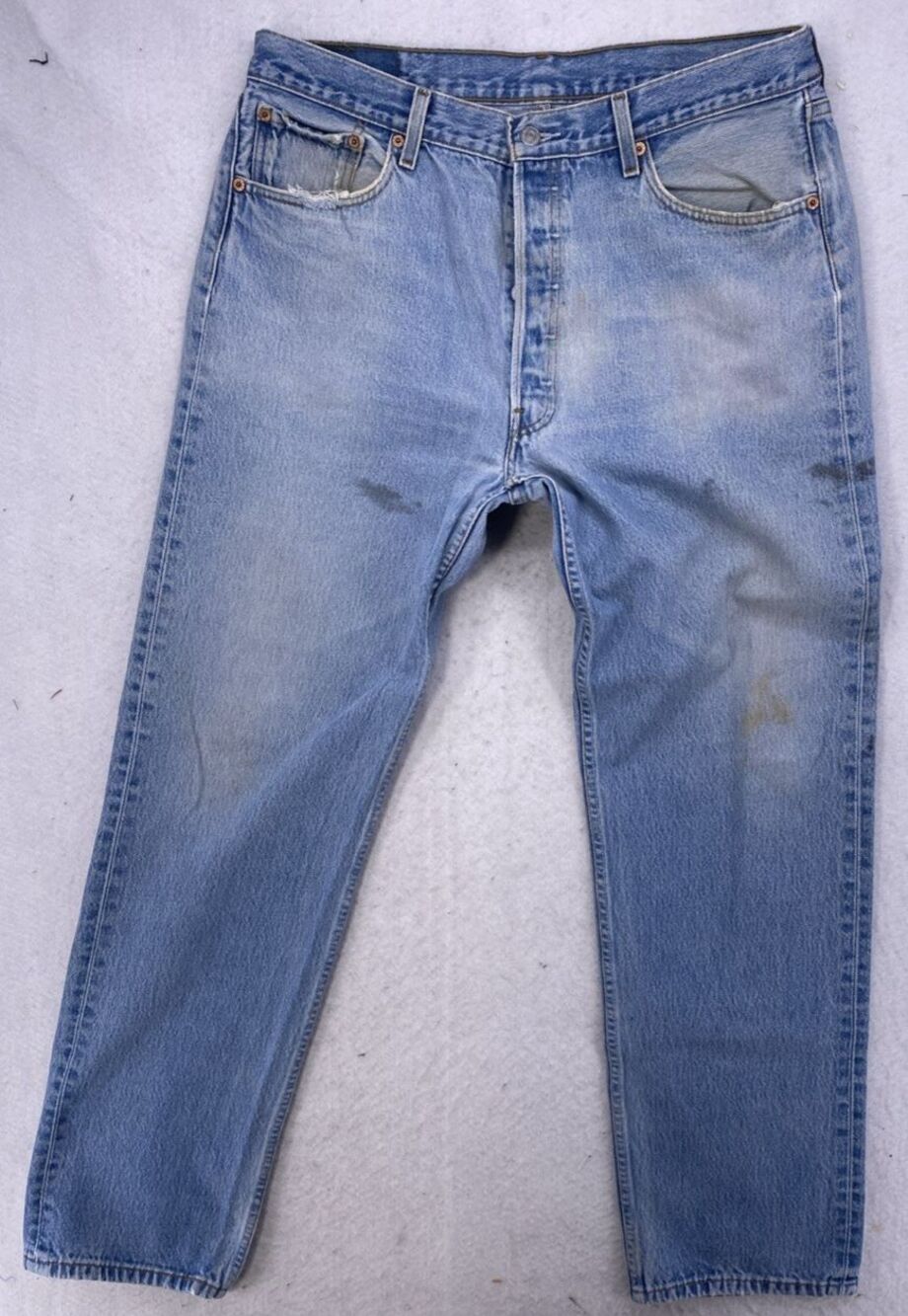 Vintage Levi’s 501 Blue Jeans 38x34 Y2K Made in Colombia Distressed Denim 37x33